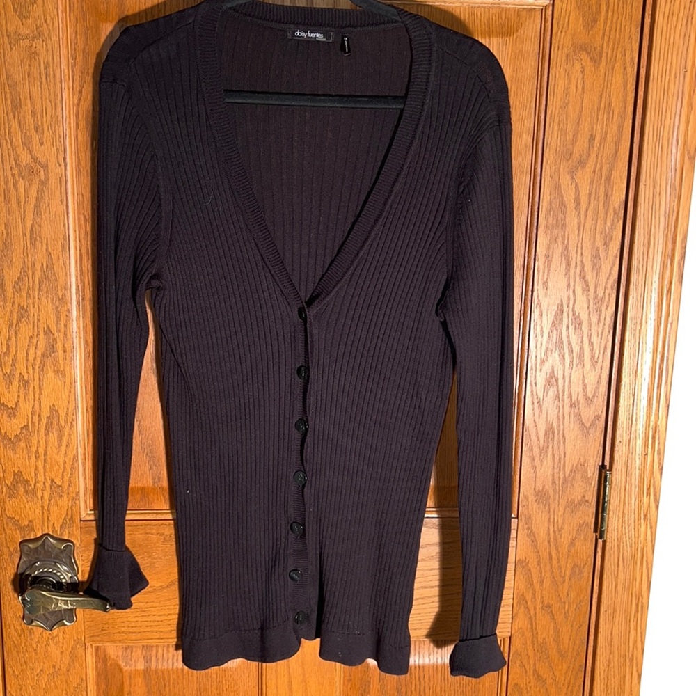 Ribbed knit long cardigan